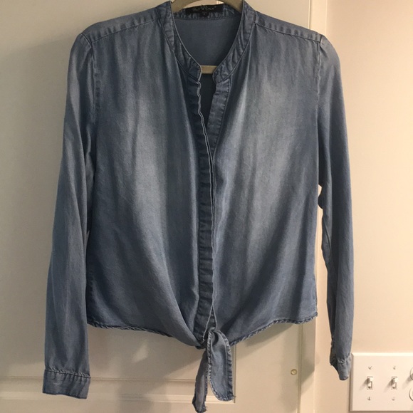 Tie-waste chambray denim shirt - Picture 1 of 3